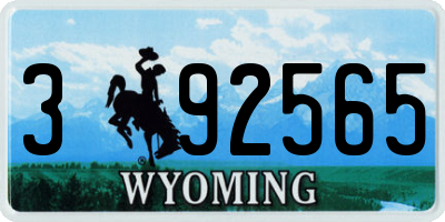 WY license plate 392565