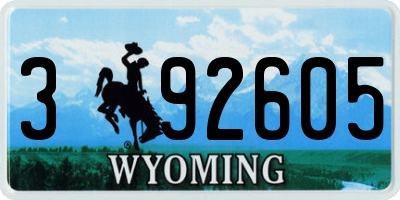 WY license plate 392605