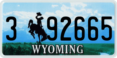 WY license plate 392665
