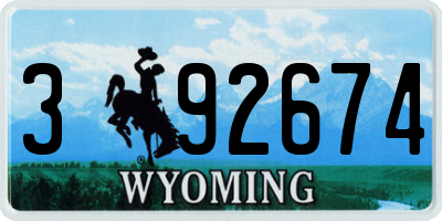 WY license plate 392674