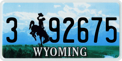 WY license plate 392675