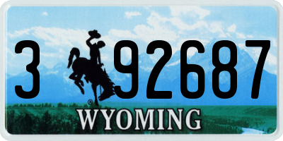 WY license plate 392687