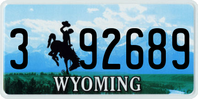 WY license plate 392689