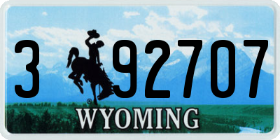 WY license plate 392707