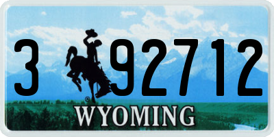 WY license plate 392712