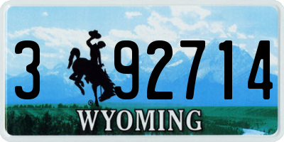 WY license plate 392714