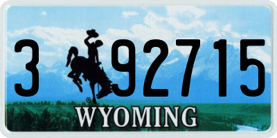 WY license plate 392715