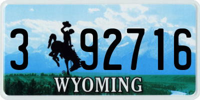 WY license plate 392716