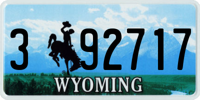 WY license plate 392717