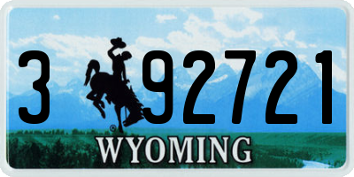 WY license plate 392721