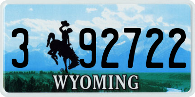 WY license plate 392722