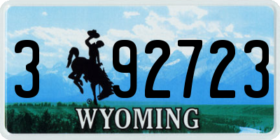 WY license plate 392723