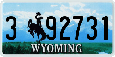 WY license plate 392731