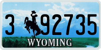 WY license plate 392735
