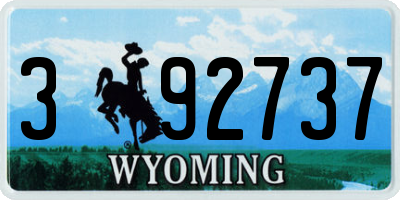WY license plate 392737