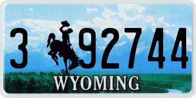 WY license plate 392744