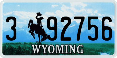 WY license plate 392756