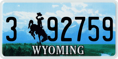 WY license plate 392759