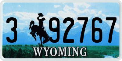 WY license plate 392767