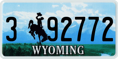 WY license plate 392772