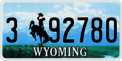 WY license plate 392780