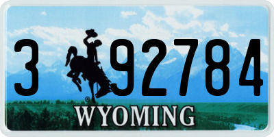 WY license plate 392784