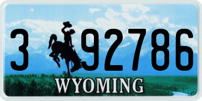 WY license plate 392786