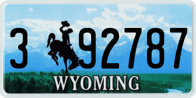 WY license plate 392787