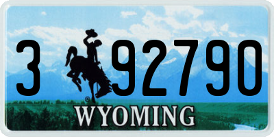 WY license plate 392790