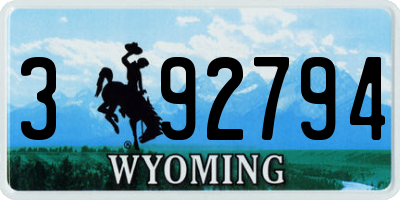 WY license plate 392794