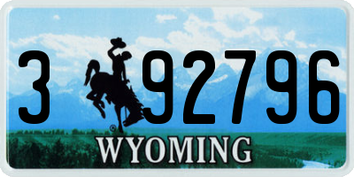 WY license plate 392796