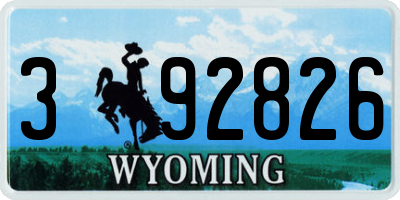 WY license plate 392826