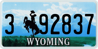 WY license plate 392837