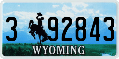 WY license plate 392843