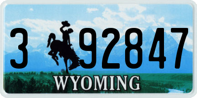 WY license plate 392847