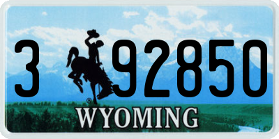 WY license plate 392850
