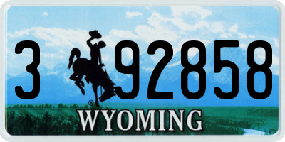 WY license plate 392858