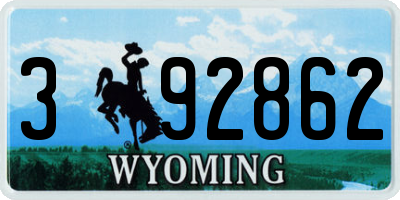 WY license plate 392862