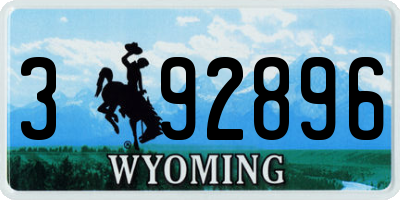 WY license plate 392896