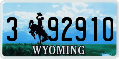 WY license plate 392910
