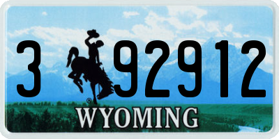 WY license plate 392912