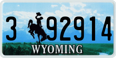 WY license plate 392914