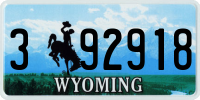 WY license plate 392918