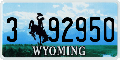 WY license plate 392950
