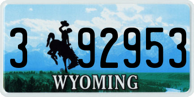WY license plate 392953