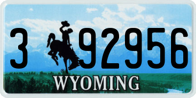 WY license plate 392956