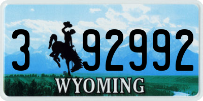 WY license plate 392992