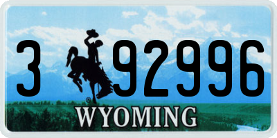 WY license plate 392996