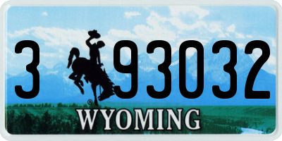 WY license plate 393032