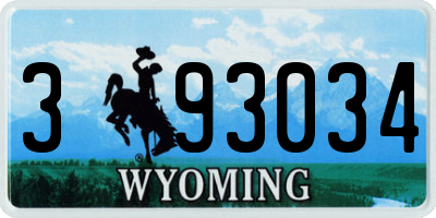 WY license plate 393034
